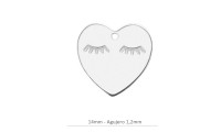 Pendentif coeur + cils 14mm...