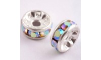 Rondel argent 8 mm. Cristal AB