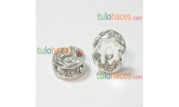 Rondel argent 8 mm. Cristal