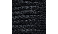 Tresse plate en cuir 5mm. Noir