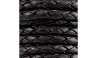 Cuir tressé 6mm. Noir