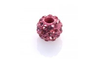 Boule 10 mm. avec strass. Rose