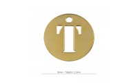 Pendentif rond 8mm lettre T
