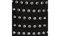 Cuir avec Swarovski 6mm. Noir
