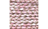 Cuir tressé 3mm. Rose clair