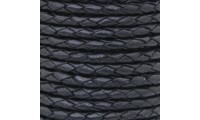 Cuir tressé 4mm. Noir