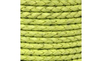 Cuir tressé 4mm. Jaune