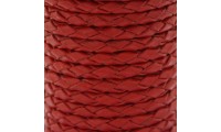 Cuir tressé 4mm. Rouge