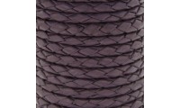 Cuir tressé 4mm. Aubergine