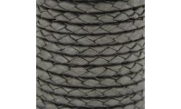 Cuir tressé 4mm. Argent